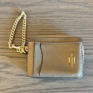Coach Gold Key & Card Holder with Chain